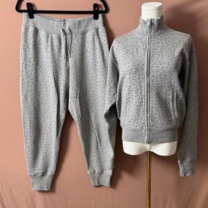 Ralph Lauren Gray Jogger Set with rhinestones